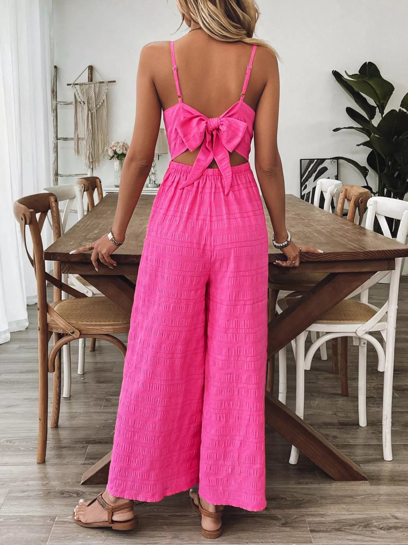 Bow Back Sleeveless Wide Leg Jumpsuit - Flip Flop Dynasty