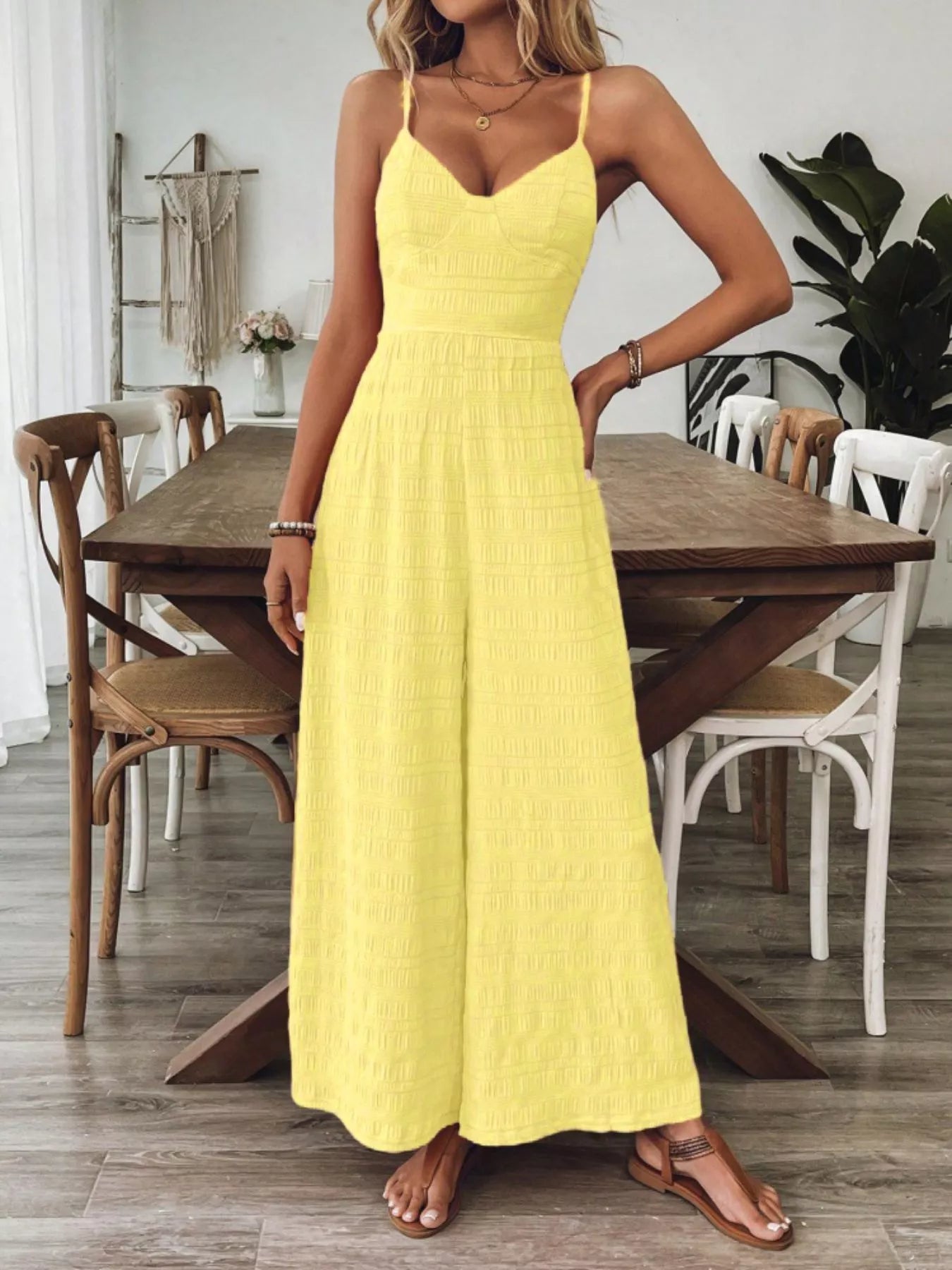 Bow Back Sleeveless Wide Leg Jumpsuit - Flip Flop Dynasty