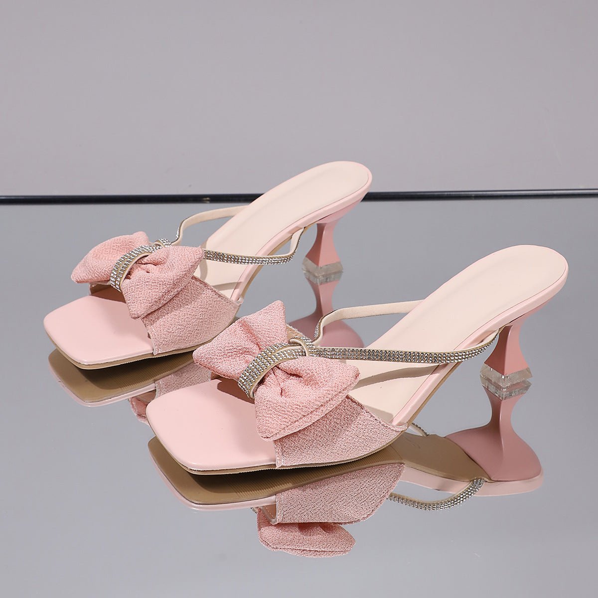 Bow Rhinestone Open - Toe Sandals - Flip Flop Dynasty