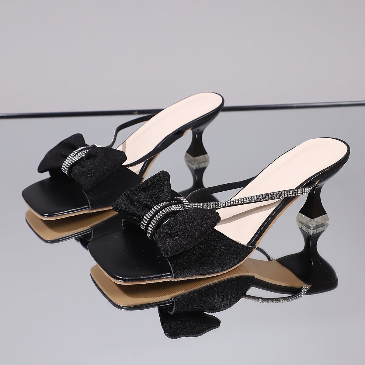 Bow Rhinestone Open - Toe Sandals - Flip Flop Dynasty