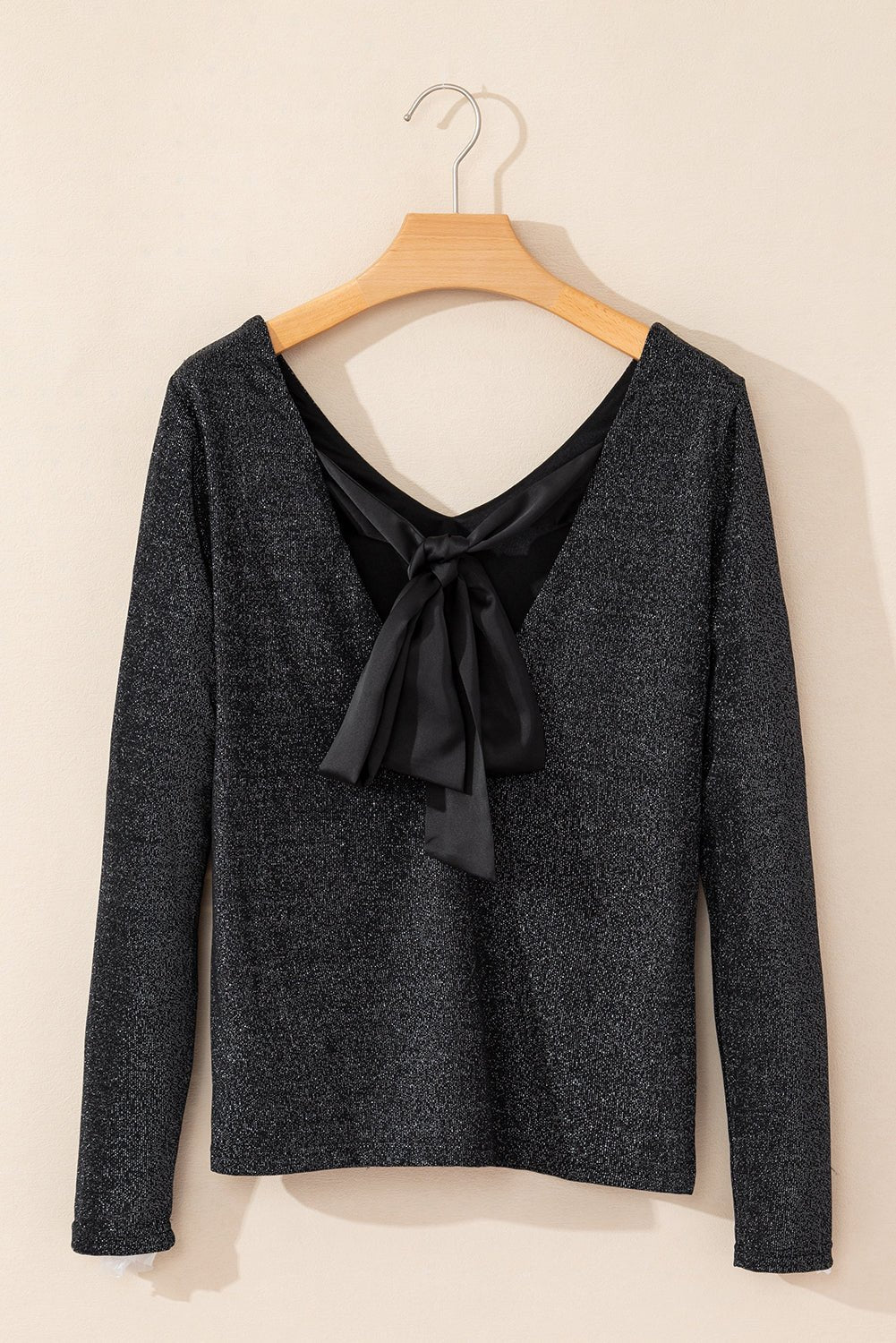 Bowknot V - Neck Long Sleeve Blouse - Flip Flop Dynasty