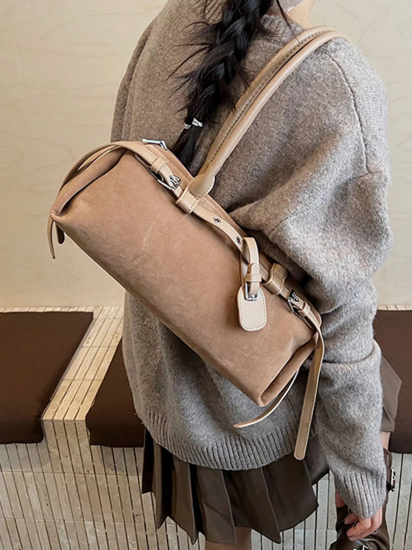 Buckle Decor Shoulder Bag - Flip Flop Dynasty