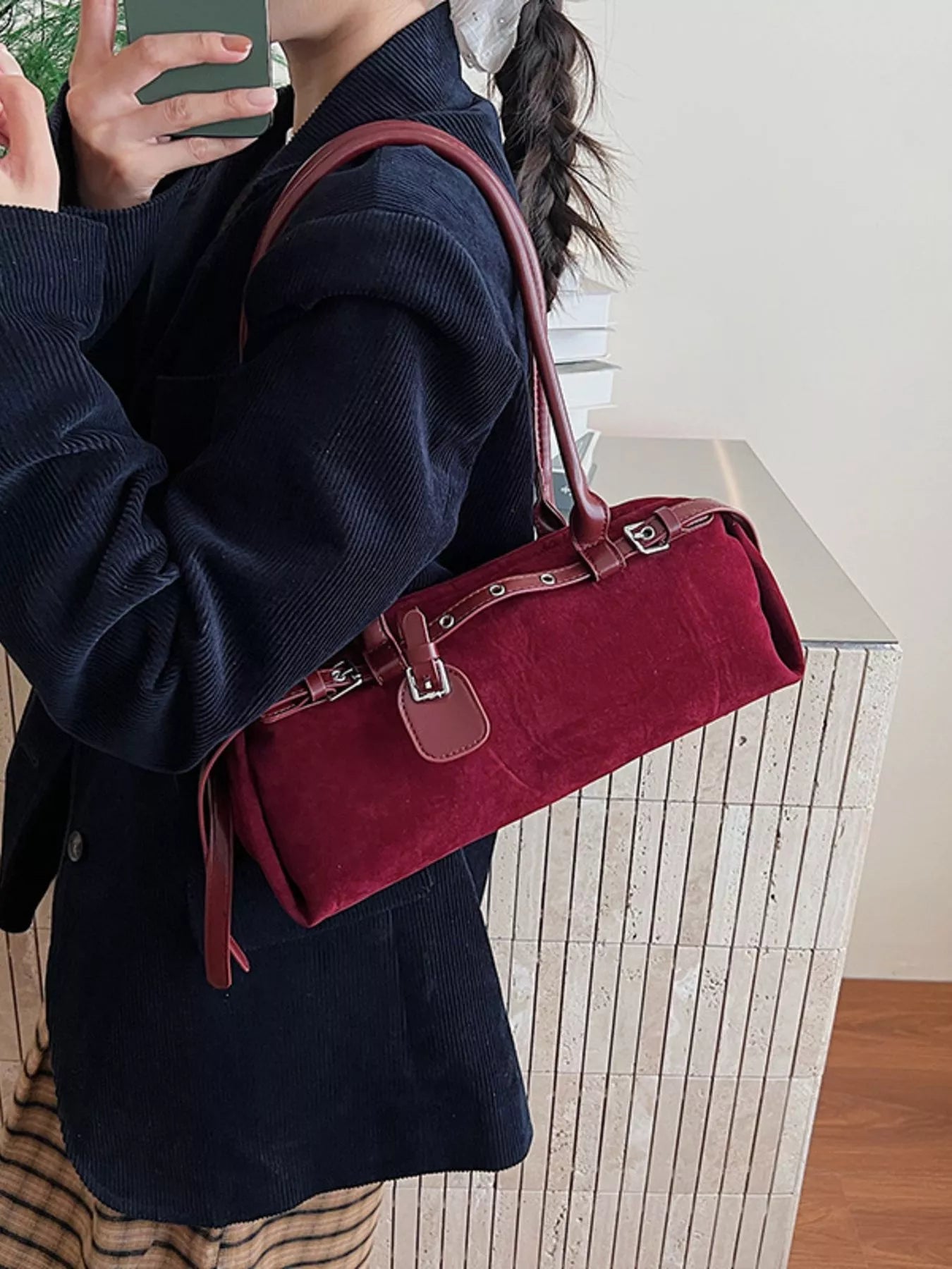 Buckle Decor Shoulder Bag - Flip Flop Dynasty