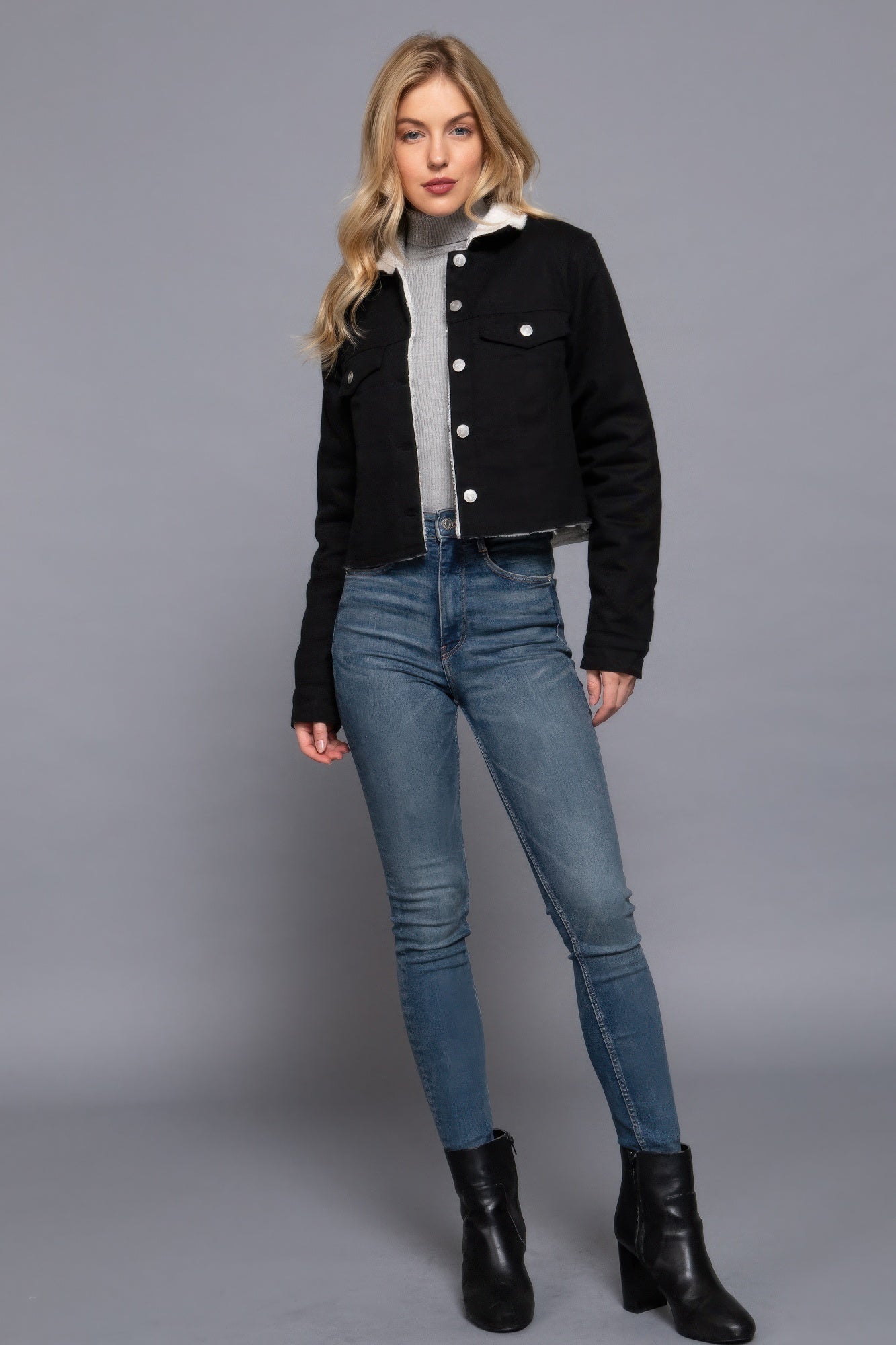 Button Closure Sherpa - lined Twill Jacket - Flip Flop Dynasty