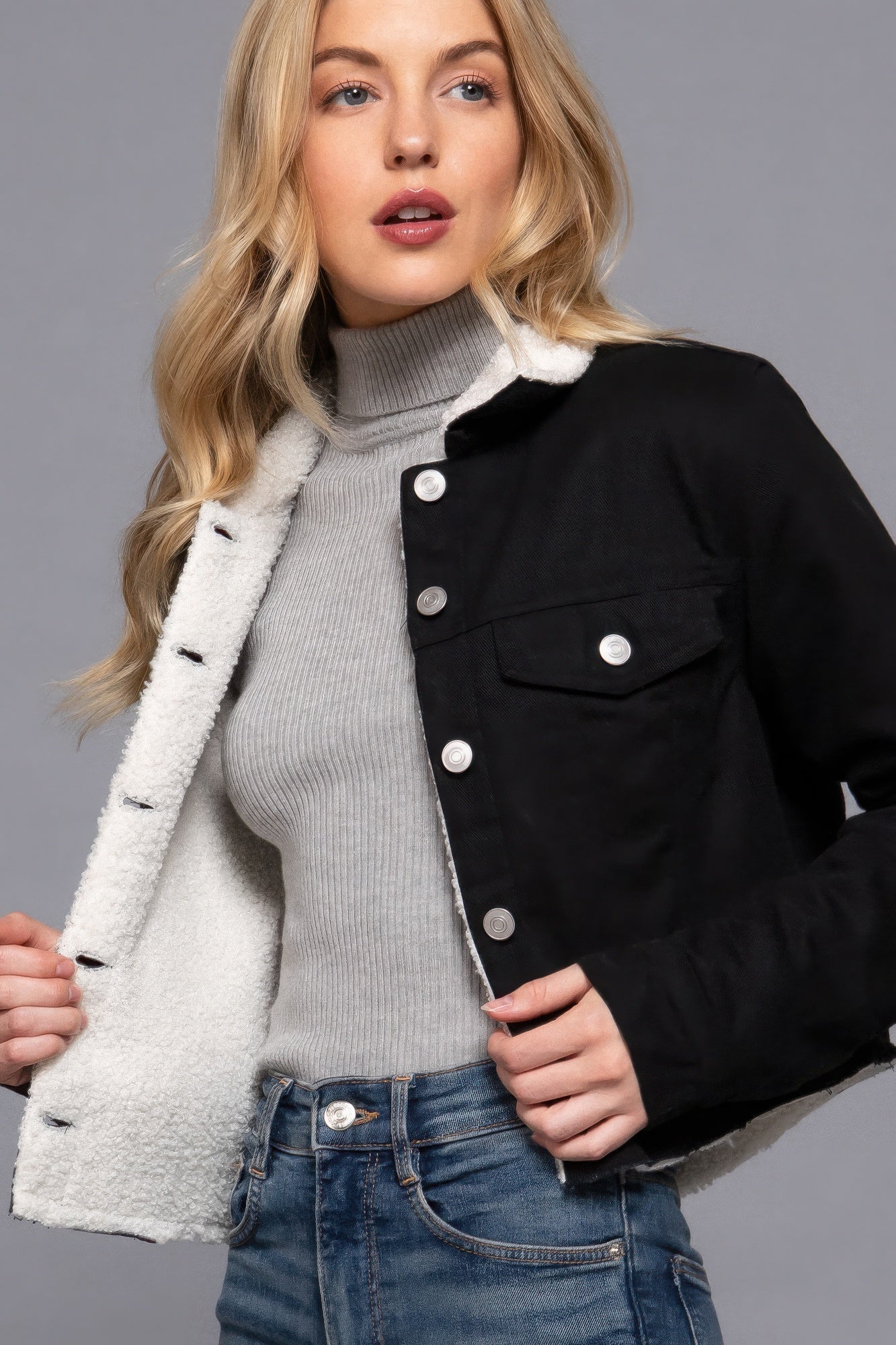 Button Closure Sherpa - lined Twill Jacket - Flip Flop Dynasty