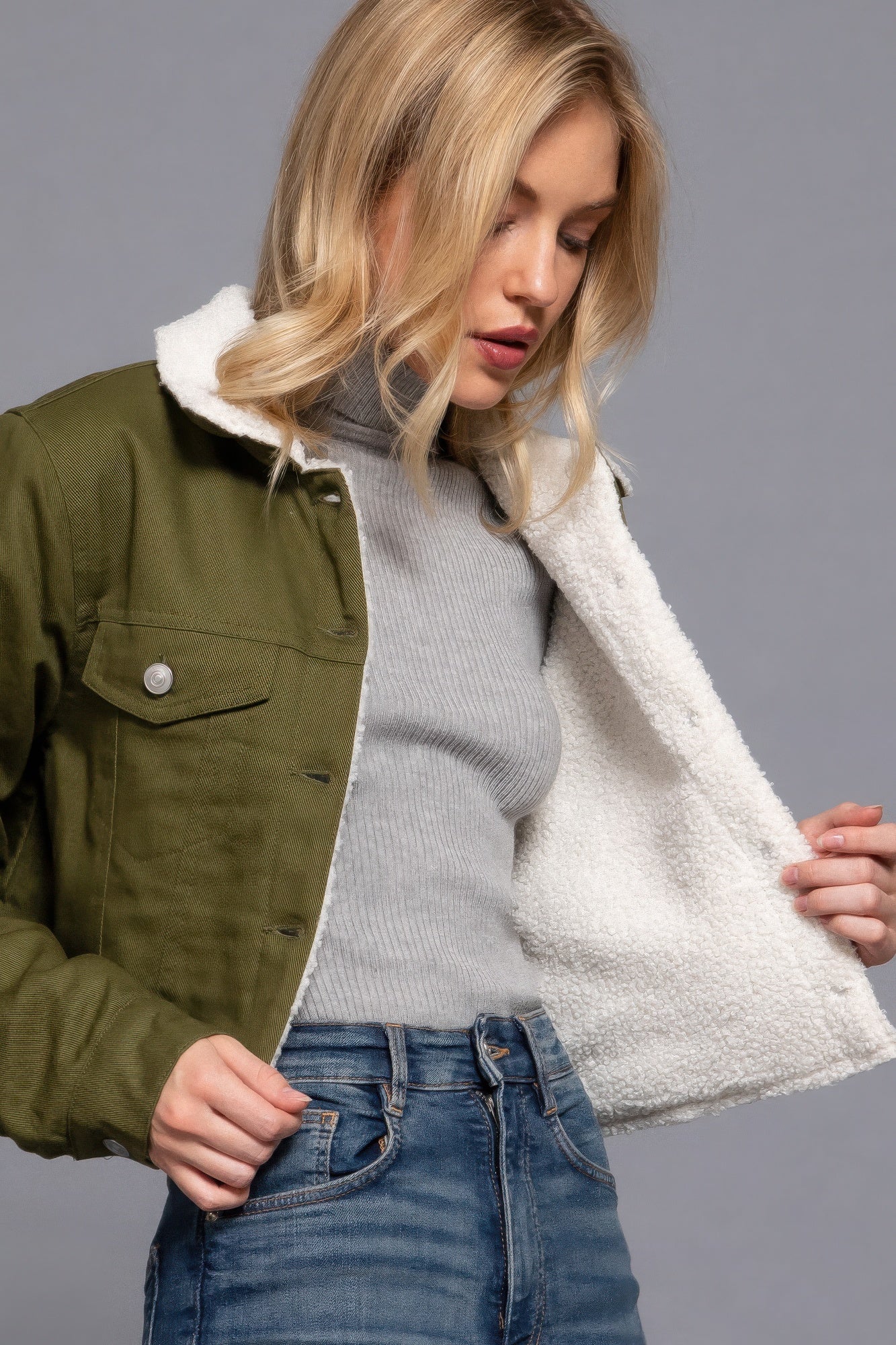 Button Closure Sherpa - lined Twill Jacket - Flip Flop Dynasty