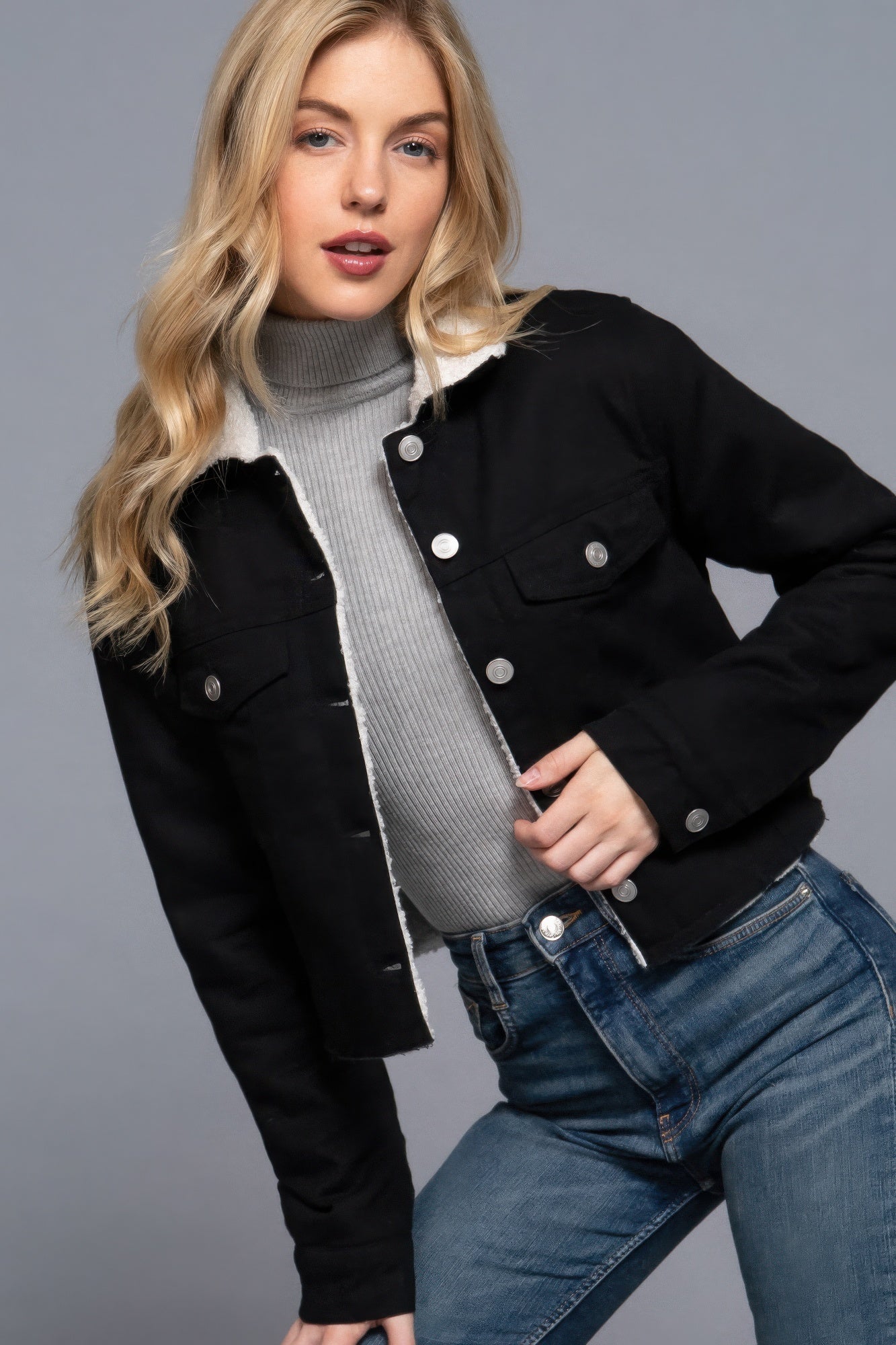 Button Closure Sherpa - lined Twill Jacket - Flip Flop Dynasty