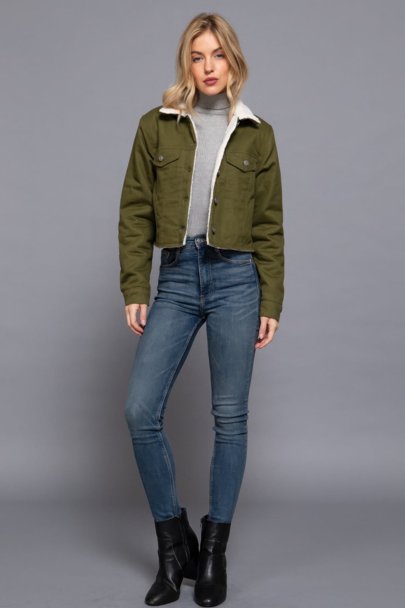 Button Closure Sherpa - lined Twill Jacket - Flip Flop Dynasty