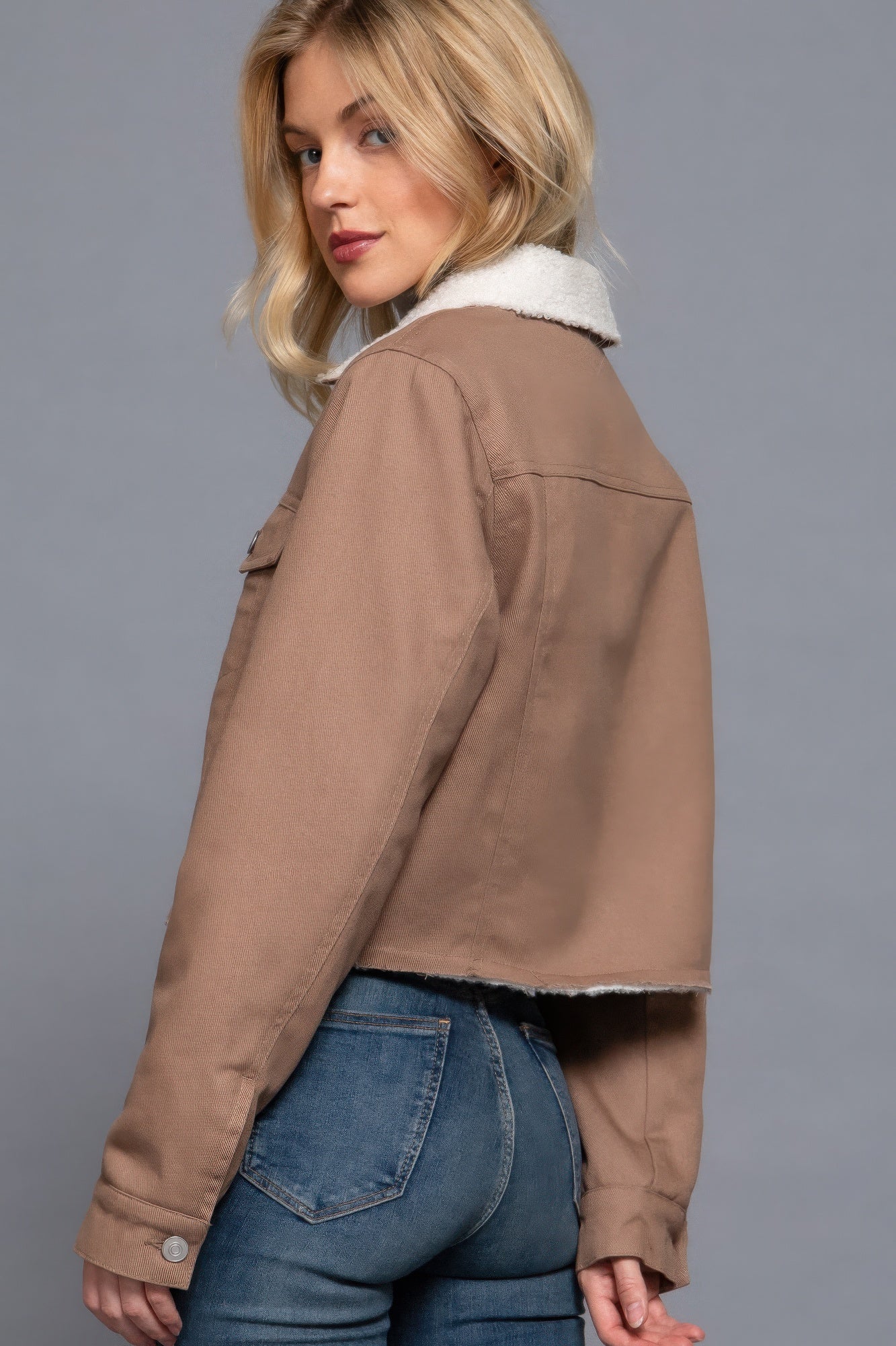 Button Closure Sherpa - lined Twill Jacket - Flip Flop Dynasty