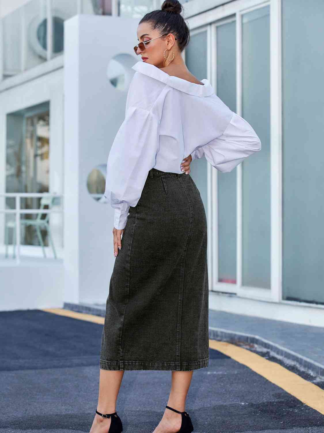 Button Down Denim Skirt - Flip Flop Dynasty