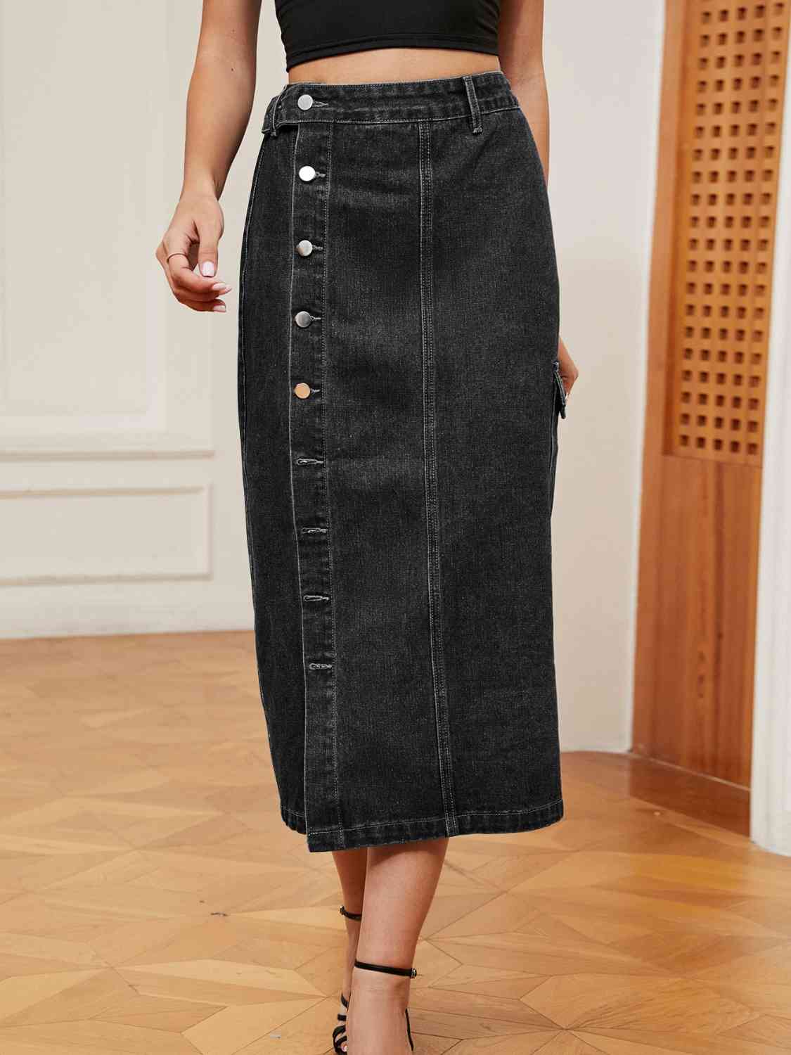 Button Down Denim Skirt - Flip Flop Dynasty