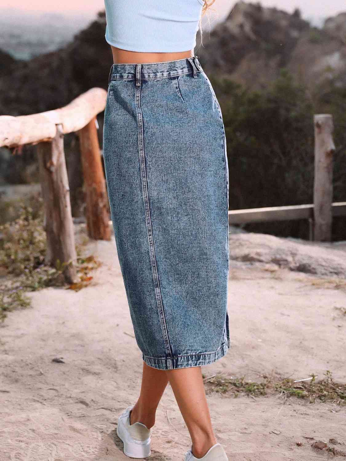 Button Down Denim Skirt - Flip Flop Dynasty