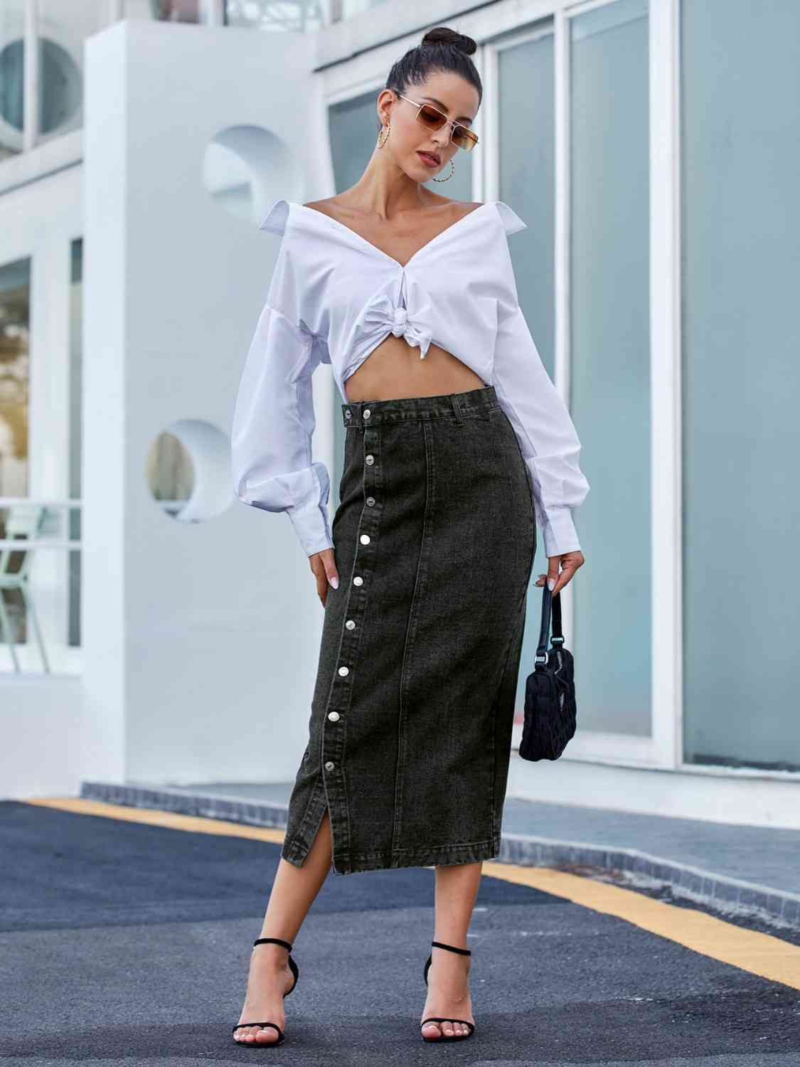 Button Down Denim Skirt - Flip Flop Dynasty
