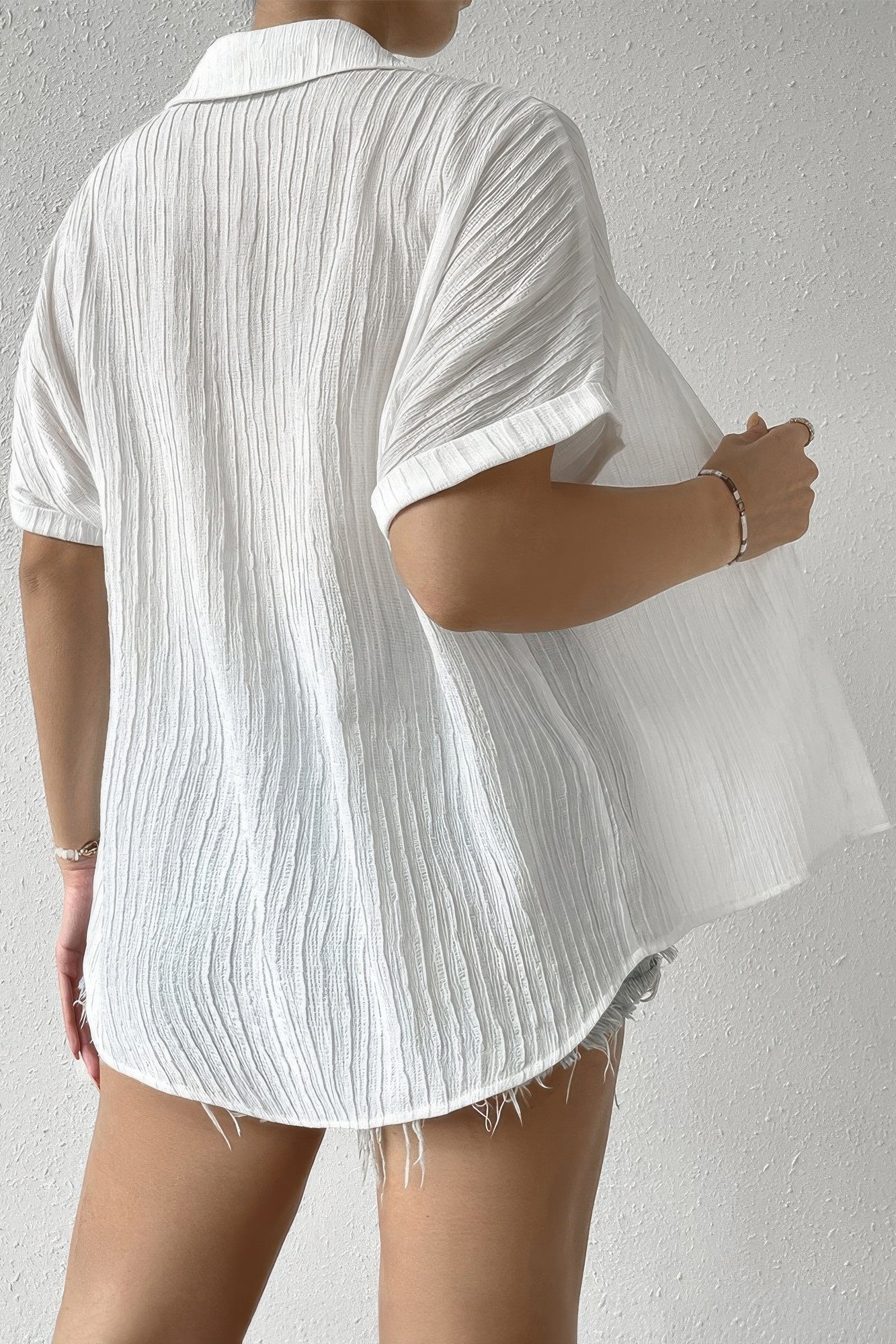 Button Down Lapel Pockets Loose Solid Shirt - Flip Flop Dynasty