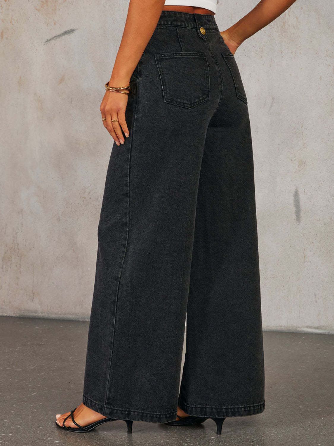 Button Down Vest and Wide Leg Jeans Denim Set - Flip Flop Dynasty