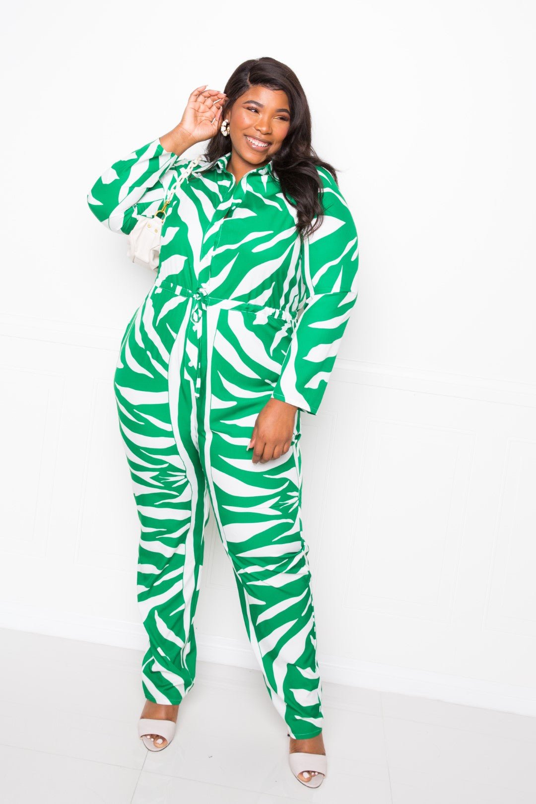 Button Up Long Sleeve Jumpsuit - Flip Flop Dynasty
