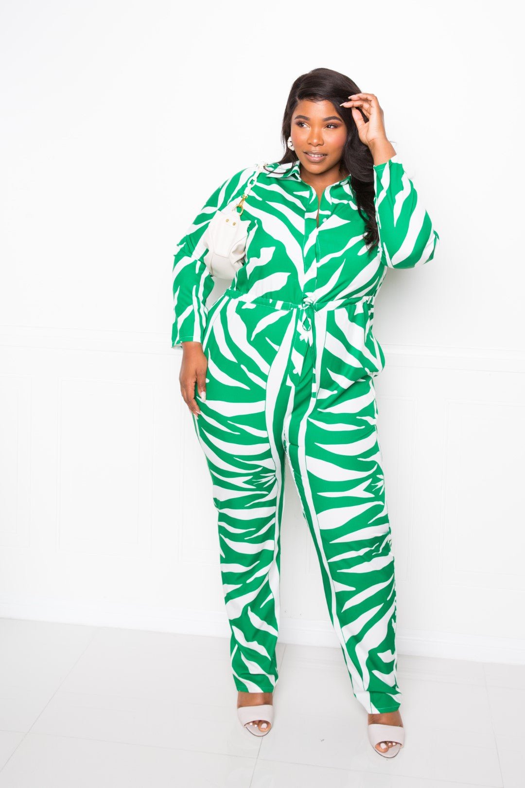 Button Up Long Sleeve Jumpsuit - Flip Flop Dynasty