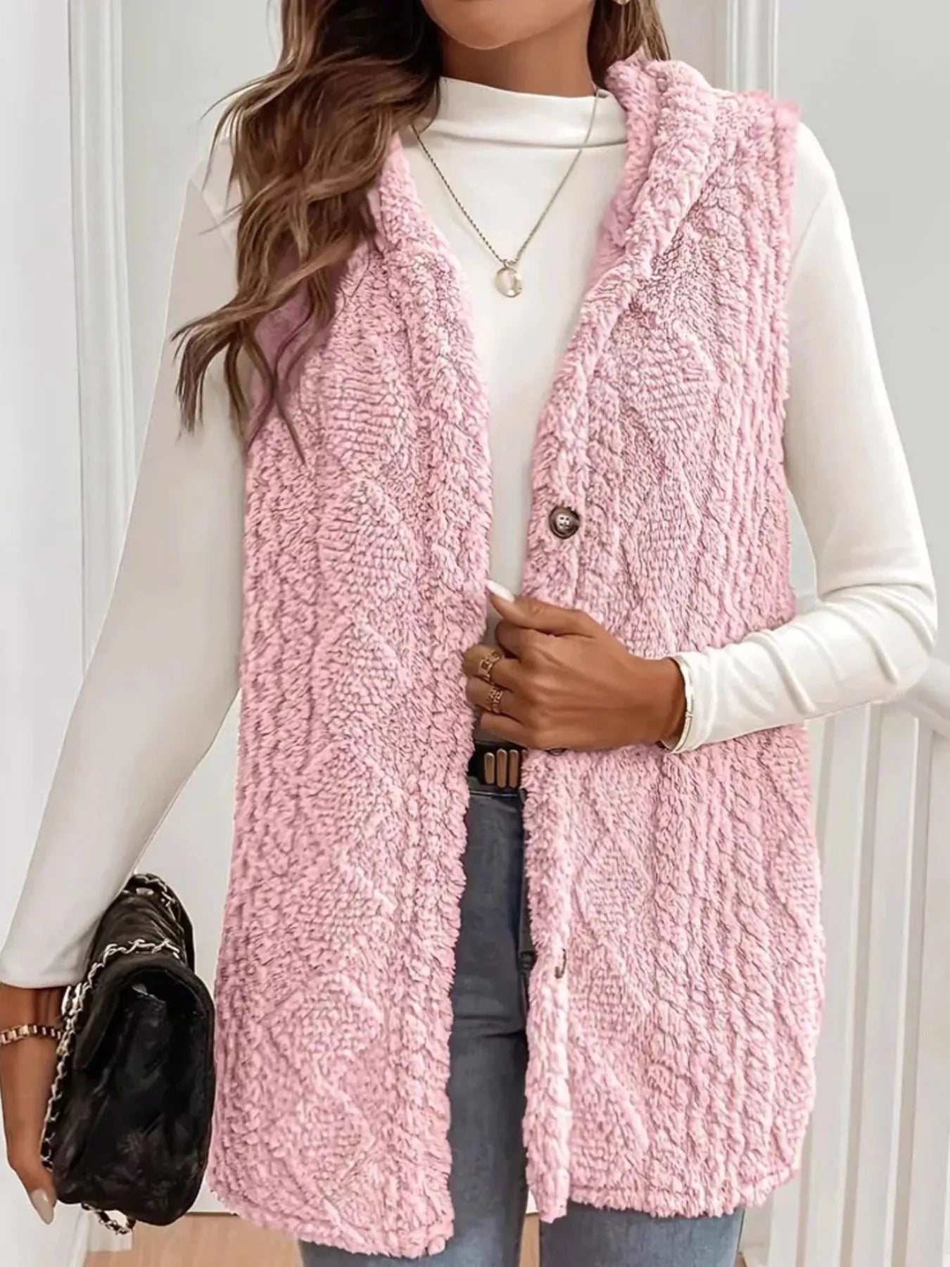 Button Up Plush Hooded Vest Coat - Flip Flop Dynasty