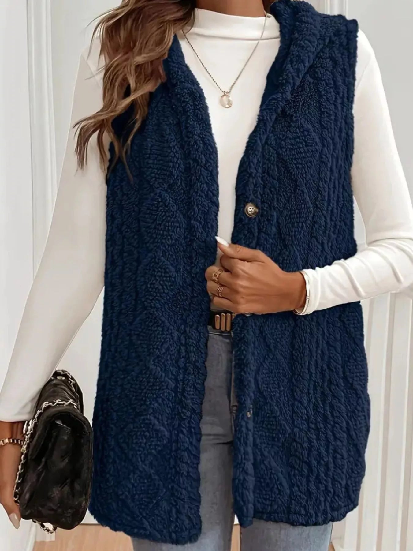 Button Up Plush Hooded Vest Coat - Flip Flop Dynasty