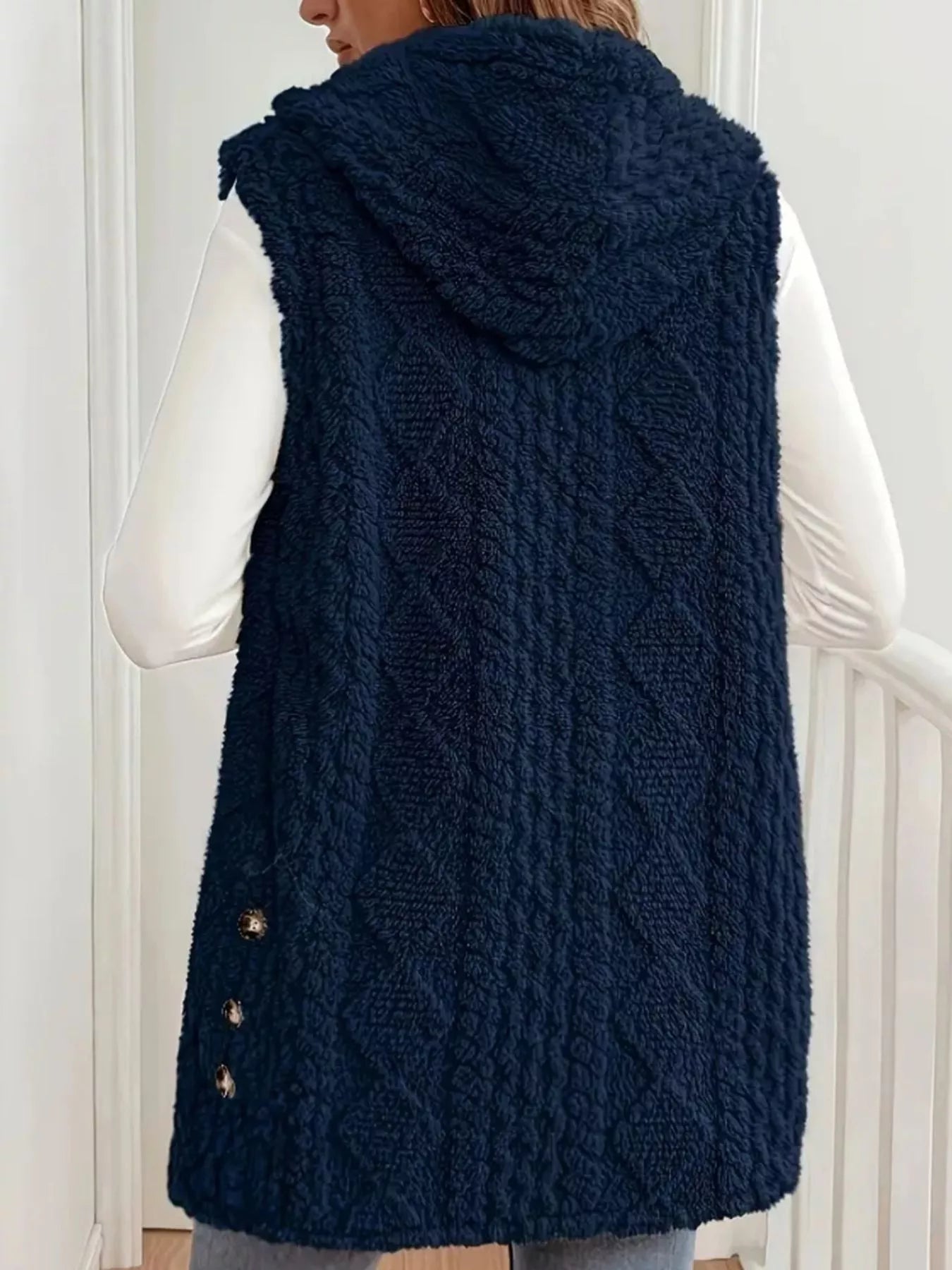 Button Up Plush Hooded Vest Coat - Flip Flop Dynasty