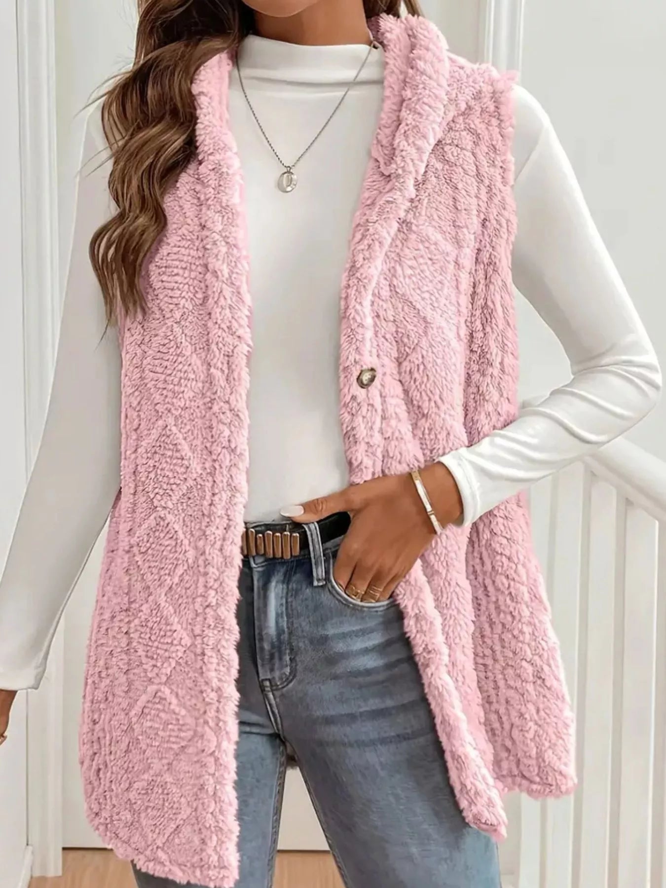 Button Up Plush Hooded Vest Coat - Flip Flop Dynasty