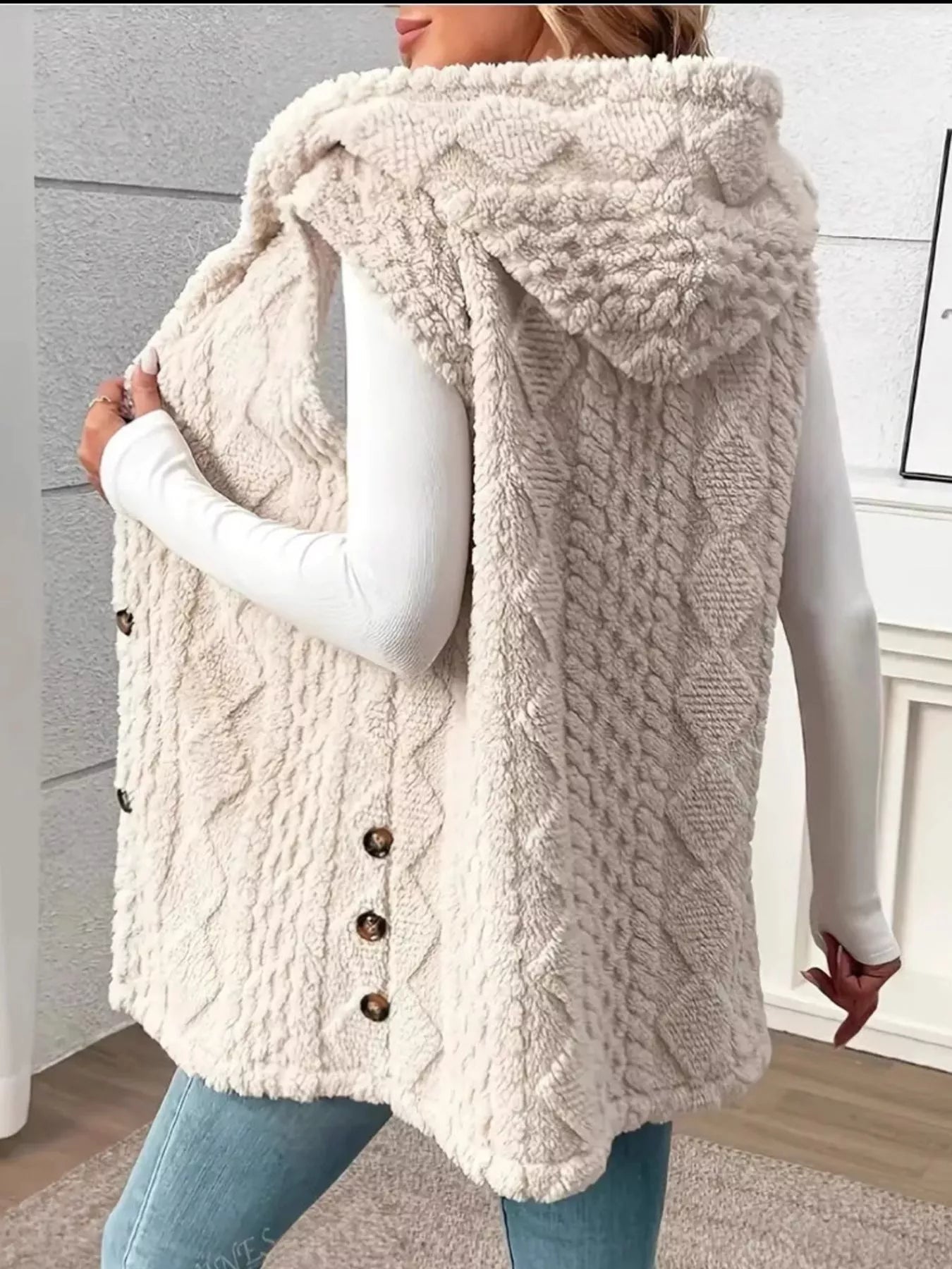 Button Up Plush Hooded Vest Coat - Flip Flop Dynasty