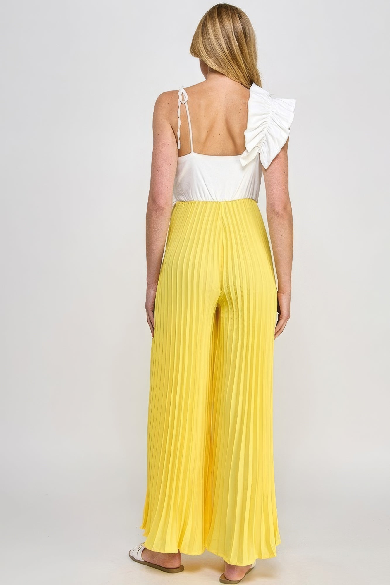 Cami Asymmetrical Ruffle Detail Pleated Bottom Jumpsuit - Flip Flop Dynasty