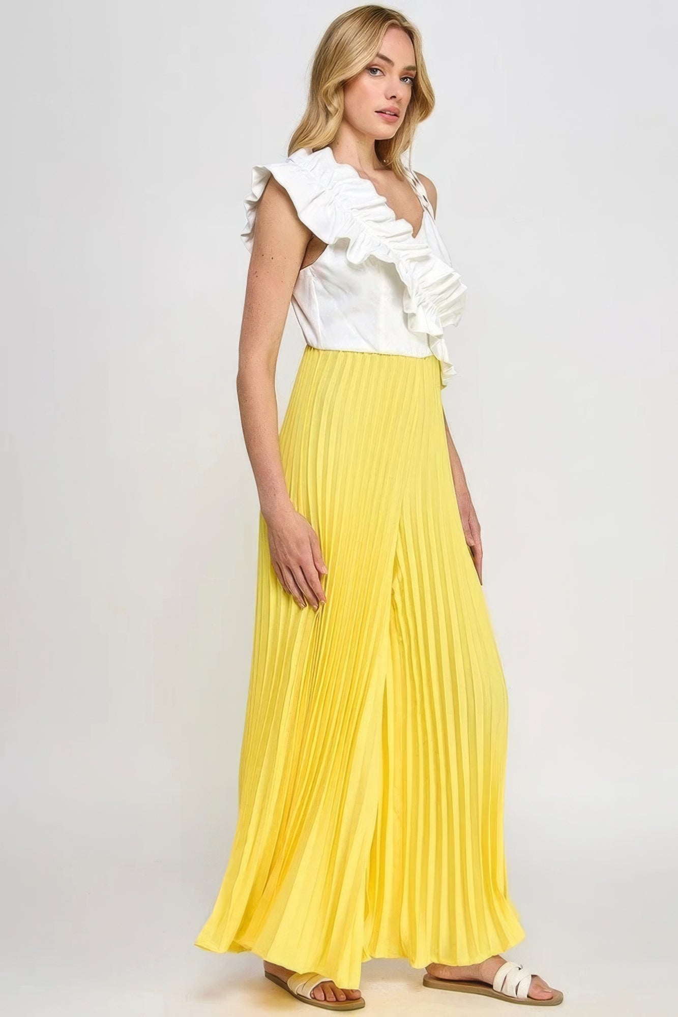 Cami Asymmetrical Ruffle Detail Pleated Bottom Jumpsuit - Flip Flop Dynasty