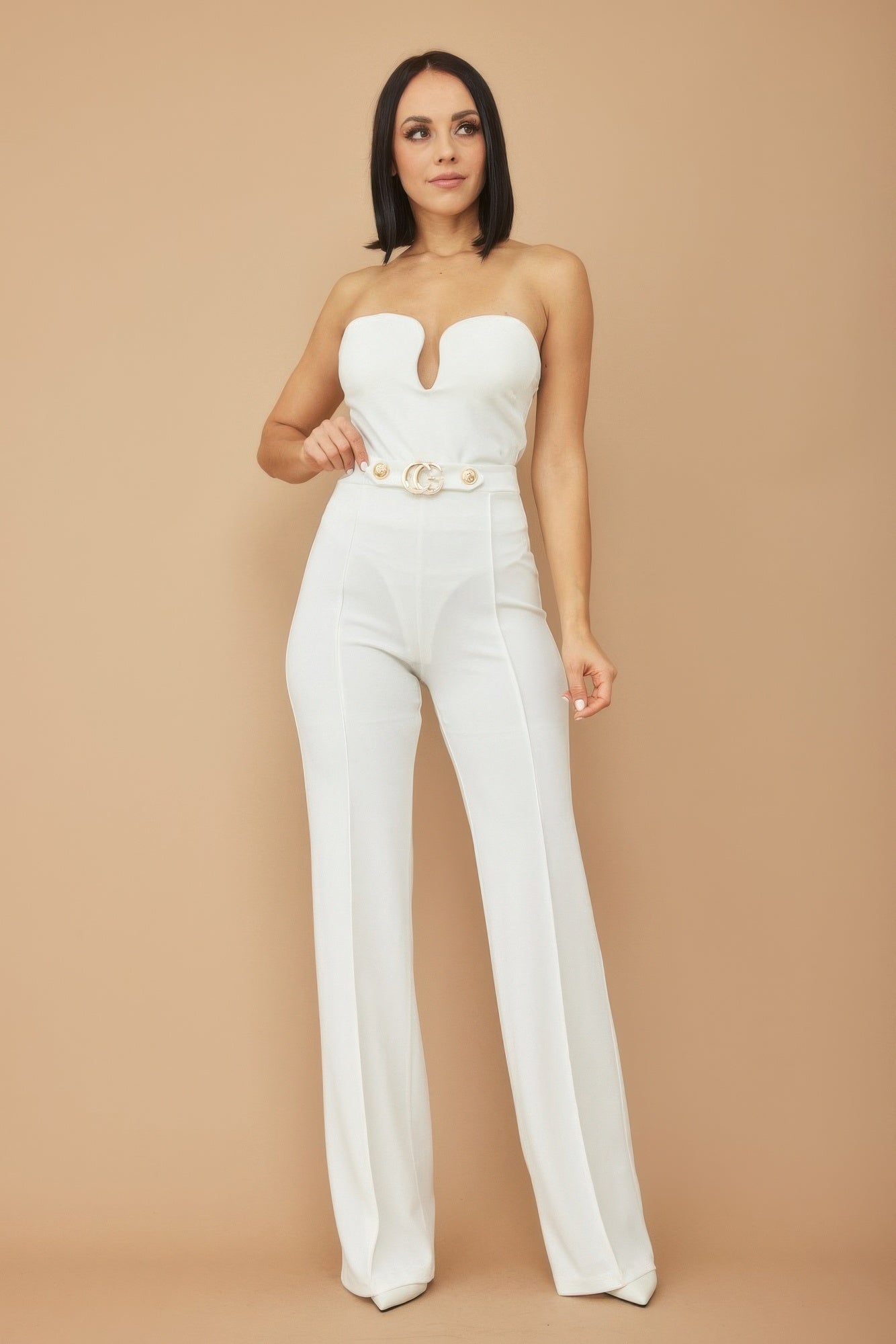 Cg Buckle And Button Detail Pants - Flip Flop Dynasty