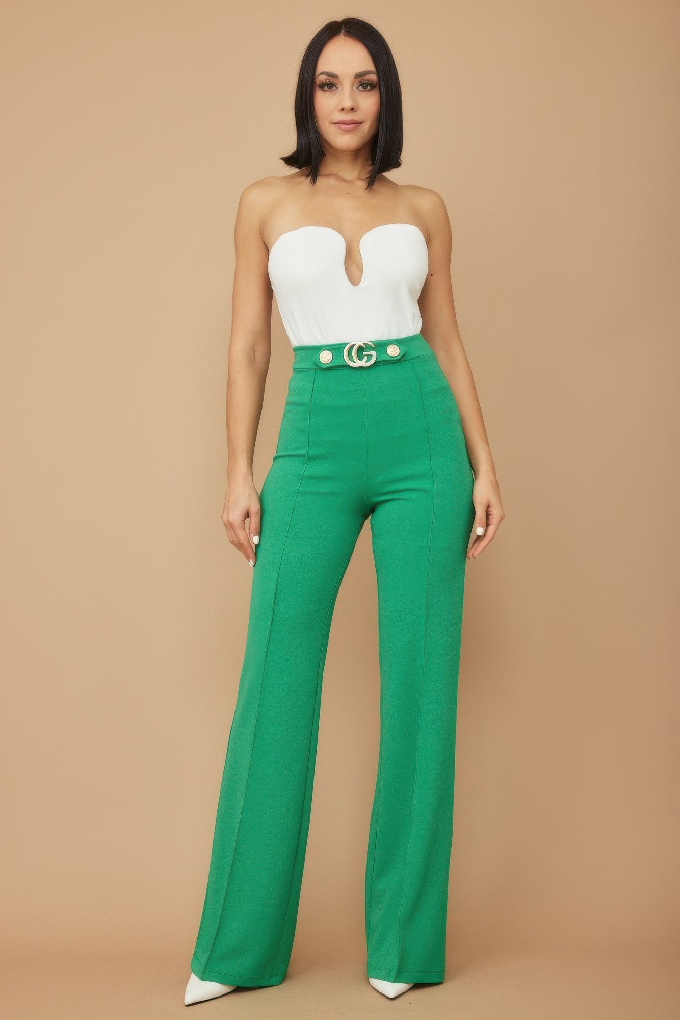 Cg Buckle And Button Detail Pants - Flip Flop Dynasty