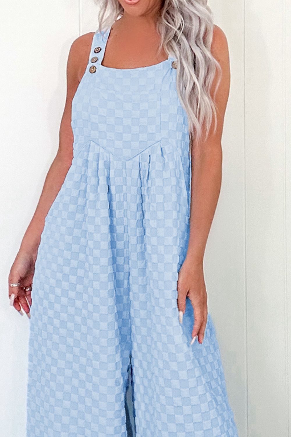 Checkered Pocketed Wide Leg Overalls - Flip Flop Dynasty