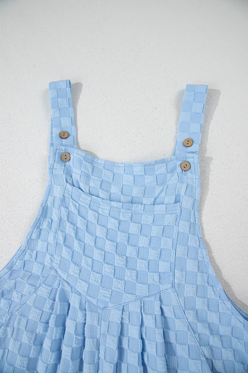 Checkered Pocketed Wide Leg Overalls - Flip Flop Dynasty