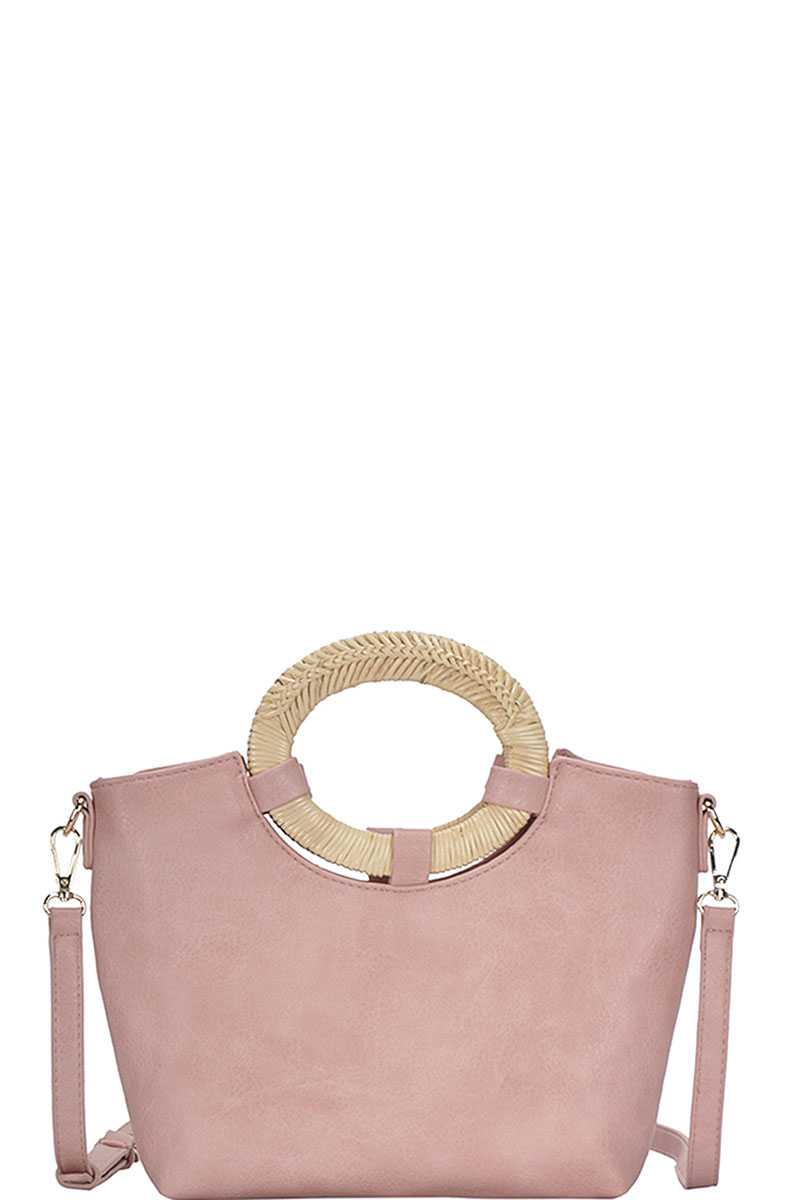 Chic Fashion Natural Woven Handle Satchel With Long Strap - Flip Flop Dynasty