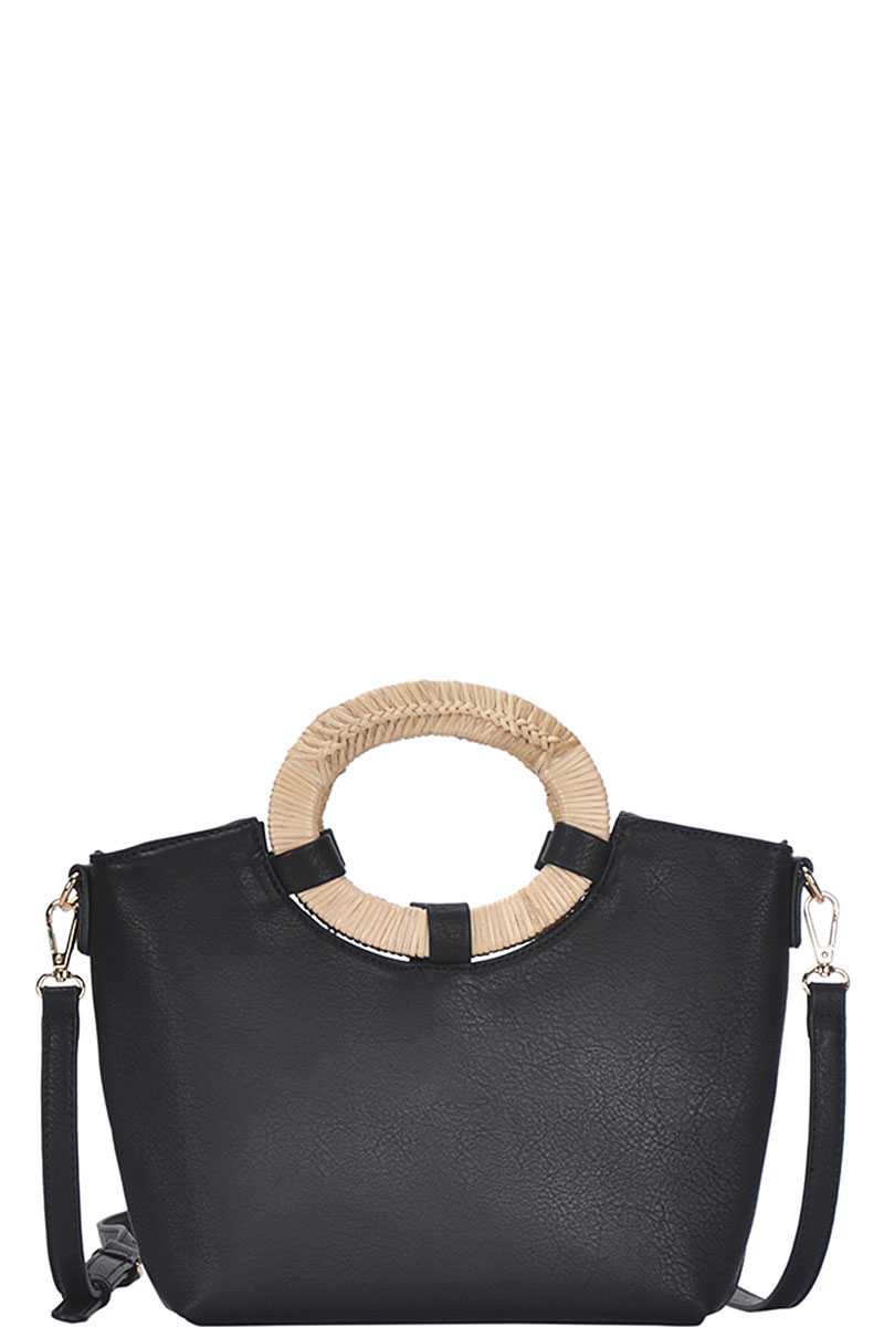 Chic Fashion Natural Woven Handle Satchel With Long Strap - Flip Flop Dynasty