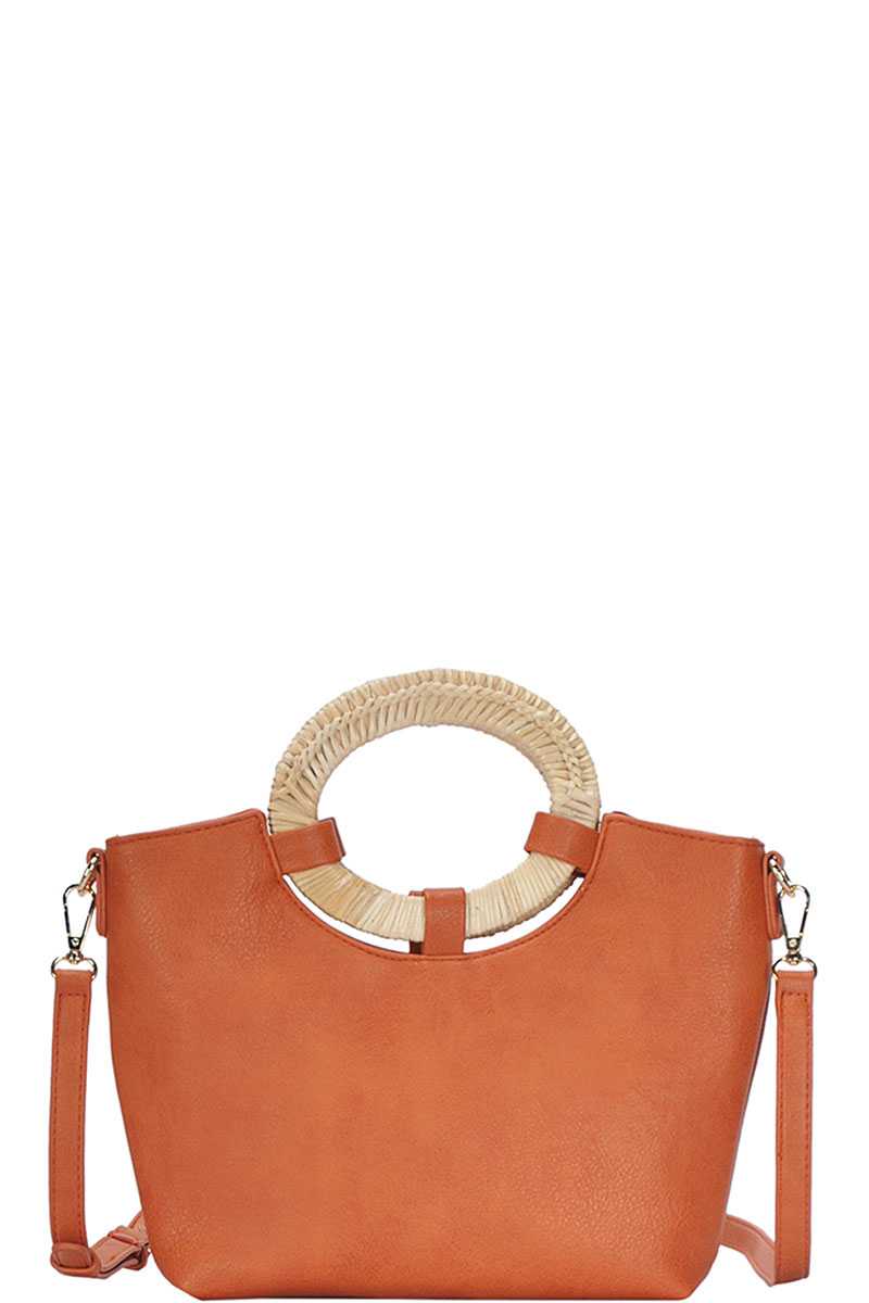Chic Fashion Natural Woven Handle Satchel With Long Strap - Flip Flop Dynasty