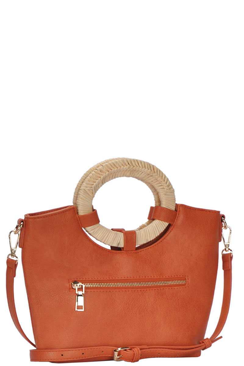 Chic Fashion Natural Woven Handle Satchel With Long Strap - Flip Flop Dynasty