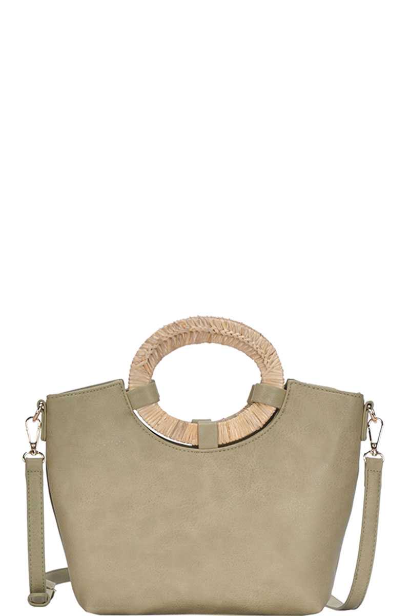 Chic Fashion Natural Woven Handle Satchel With Long Strap - Flip Flop Dynasty