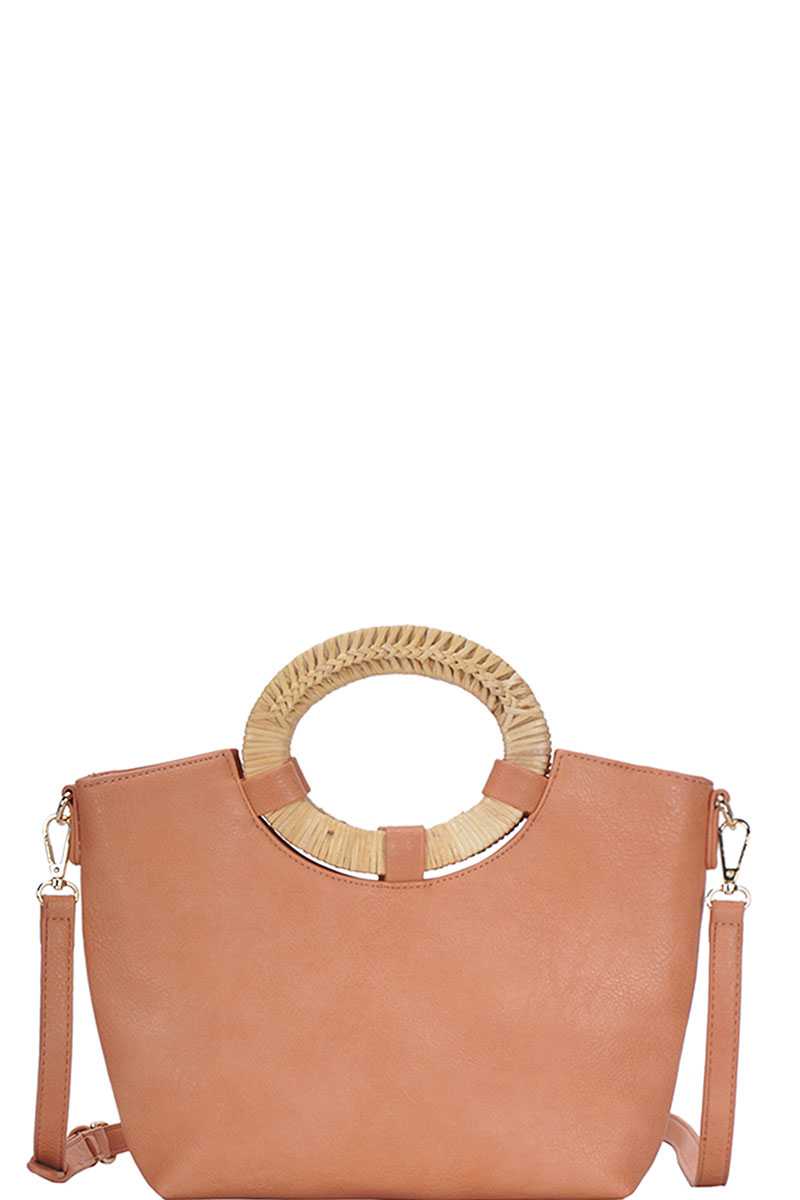 Chic Fashion Natural Woven Handle Satchel With Long Strap - Flip Flop Dynasty