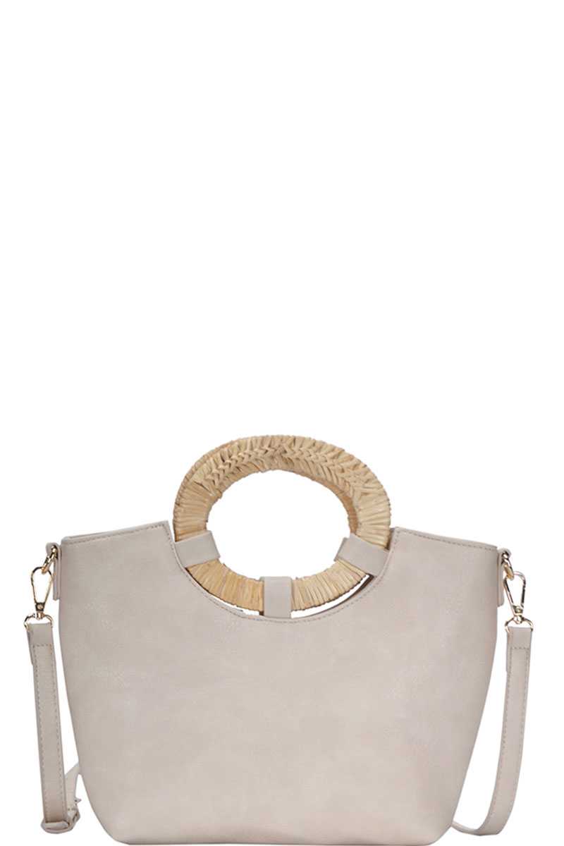 Chic Fashion Natural Woven Handle Satchel With Long Strap - Flip Flop Dynasty