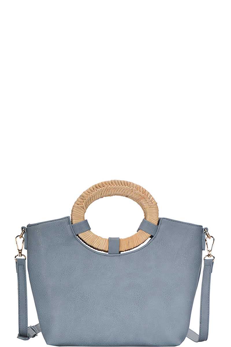 Chic Fashion Natural Woven Handle Satchel With Long Strap - Flip Flop Dynasty