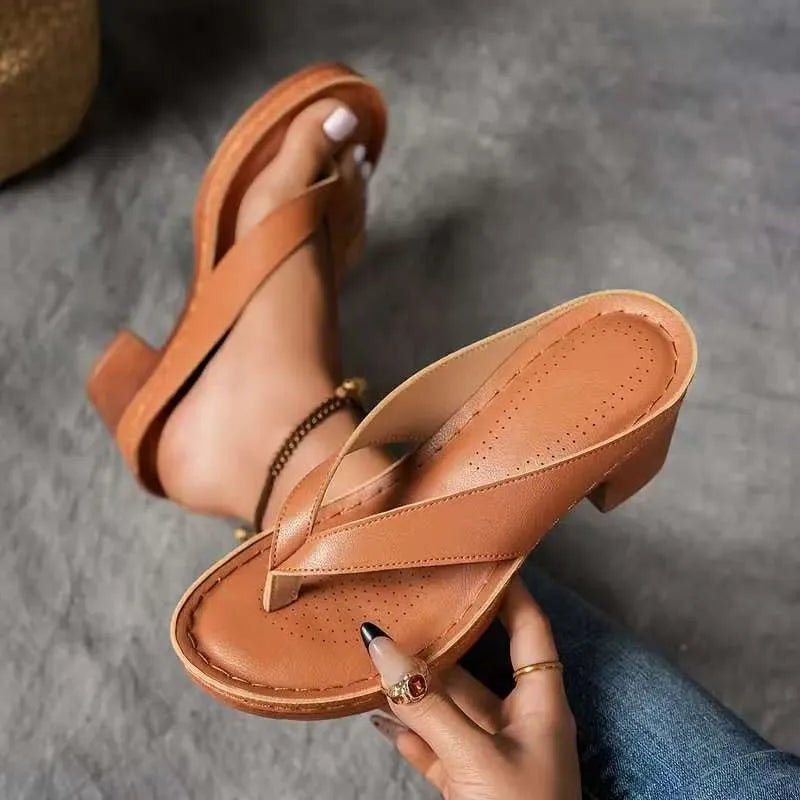 Chunky Heel Toe Post Sandals - Flip Flop Dynasty