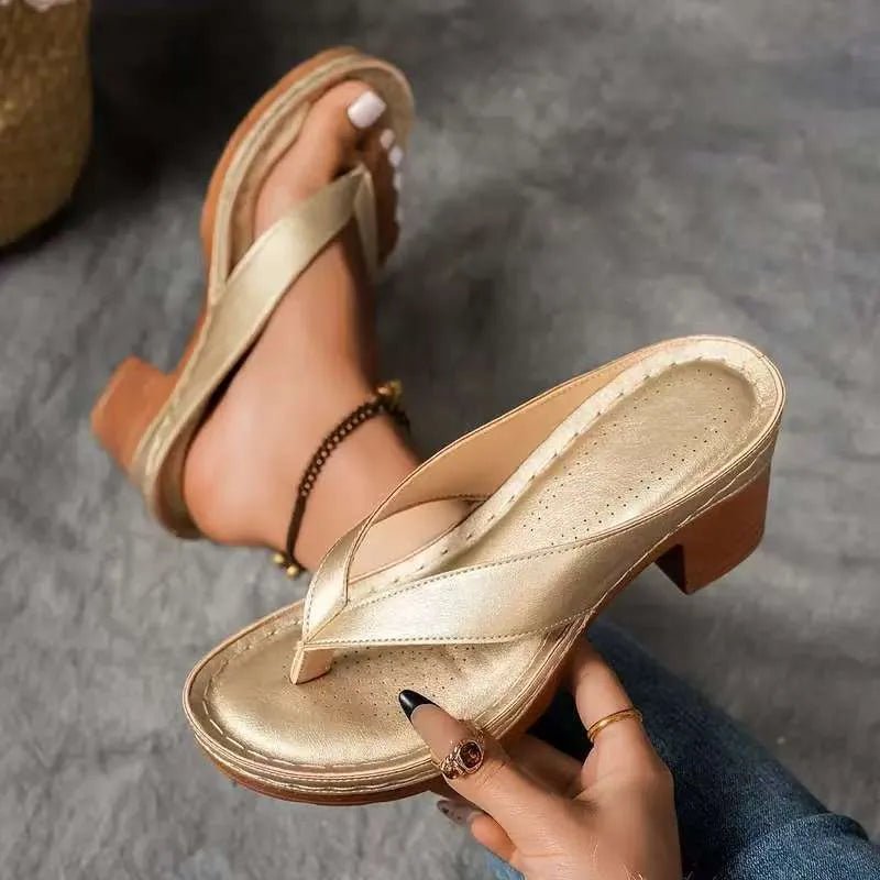 Chunky Heel Toe Post Sandals - Flip Flop Dynasty