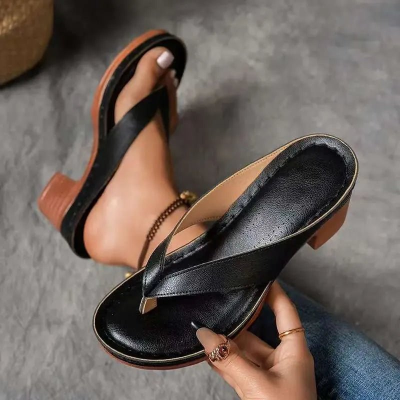 Chunky Heel Toe Post Sandals - Flip Flop Dynasty