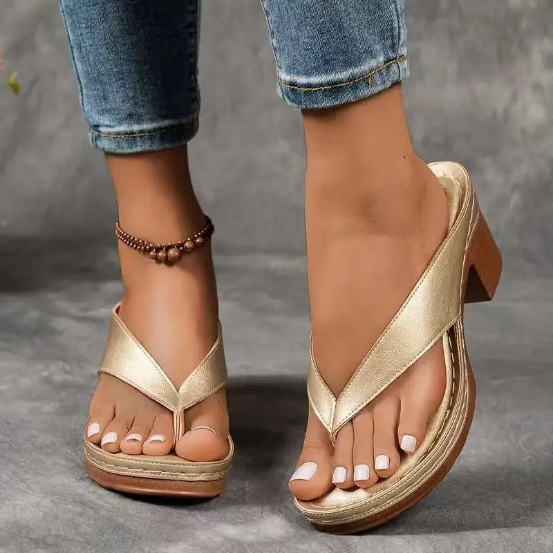 Chunky Heel Toe Post Sandals - Flip Flop Dynasty