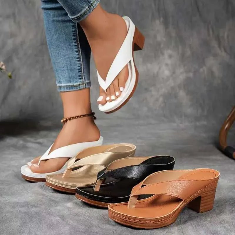 Chunky Heel Toe Post Sandals - Flip Flop Dynasty