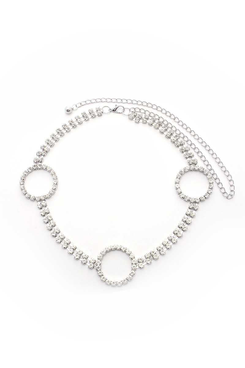 Circle 2 Line Rhinestone Chain Belt - Flip Flop Dynasty
