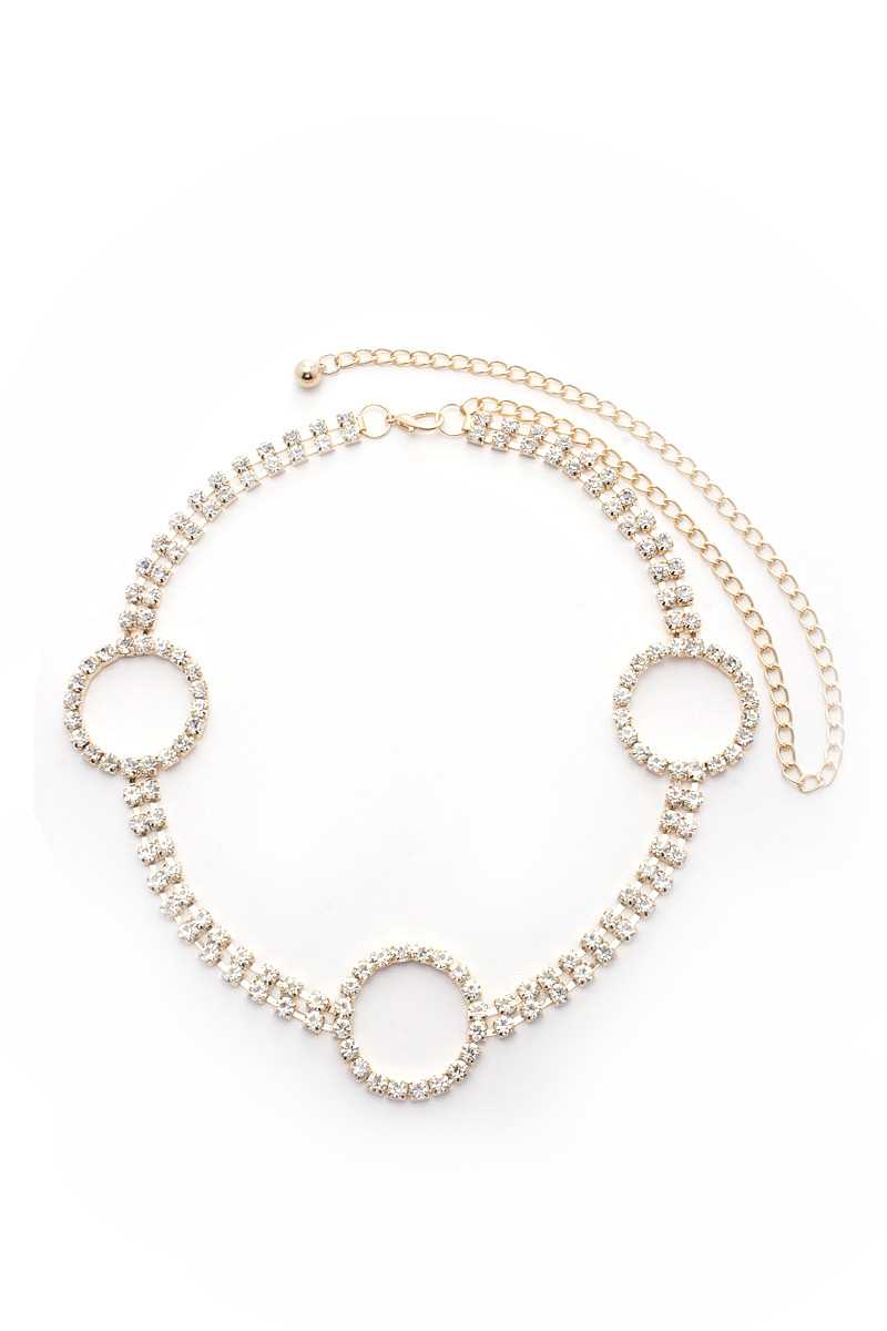 Circle 2 Line Rhinestone Chain Belt - Flip Flop Dynasty