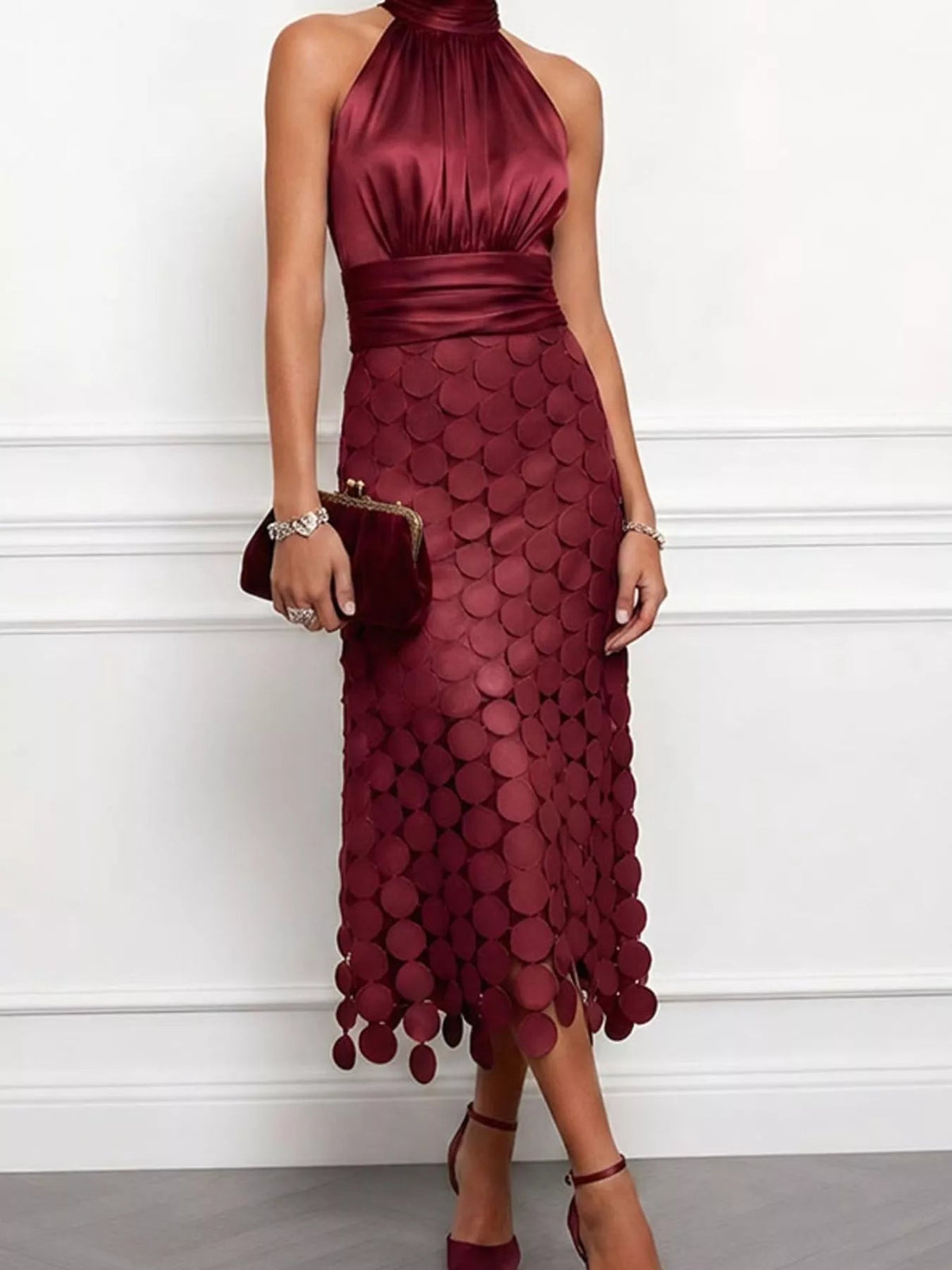 Circular Applique Sleeveless Midi Dress - Flip Flop Dynasty