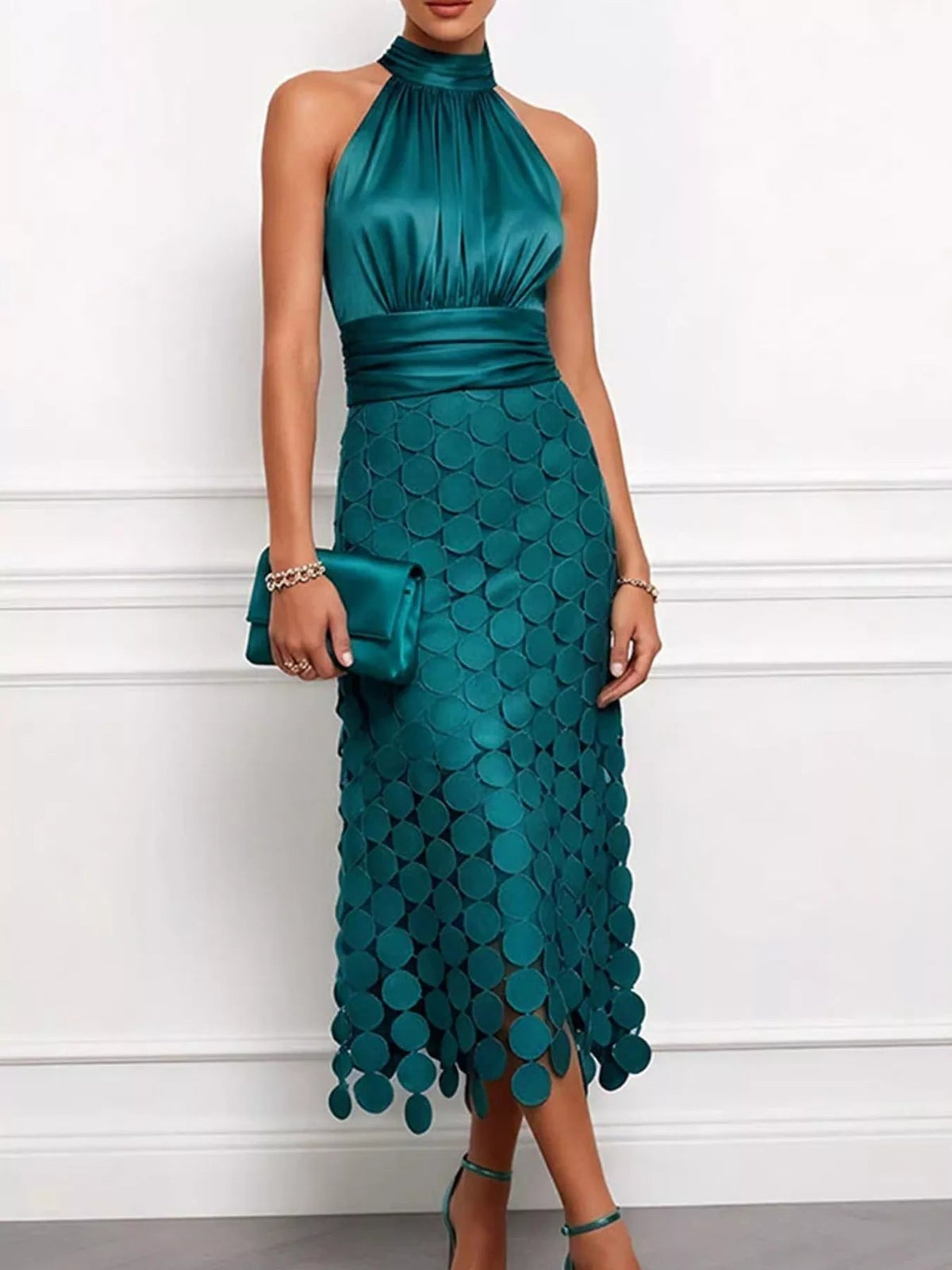 Circular Applique Sleeveless Midi Dress - Flip Flop Dynasty