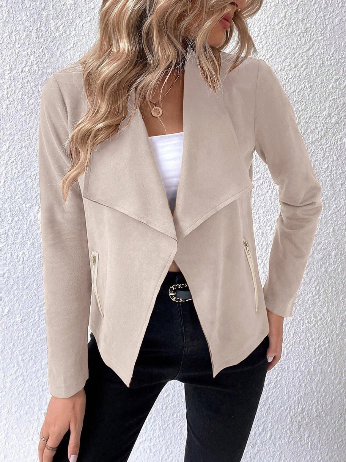 Collared Neck Long Sleeve Jacket - Flip Flop Dynasty